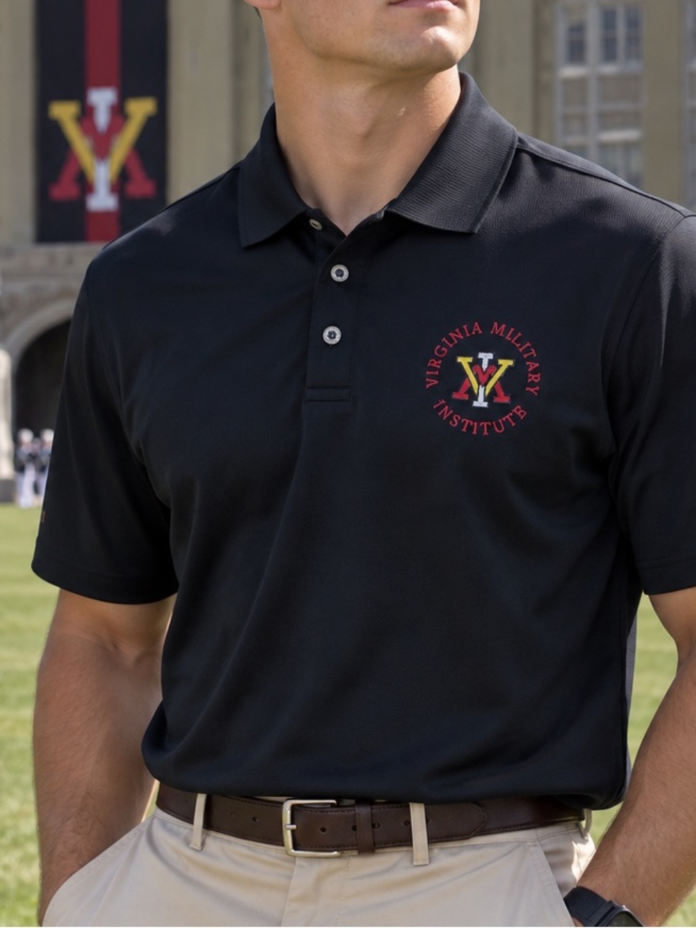 Under Armour VMI Virginia Military Institute Polo Shirt Men’s Medium Black